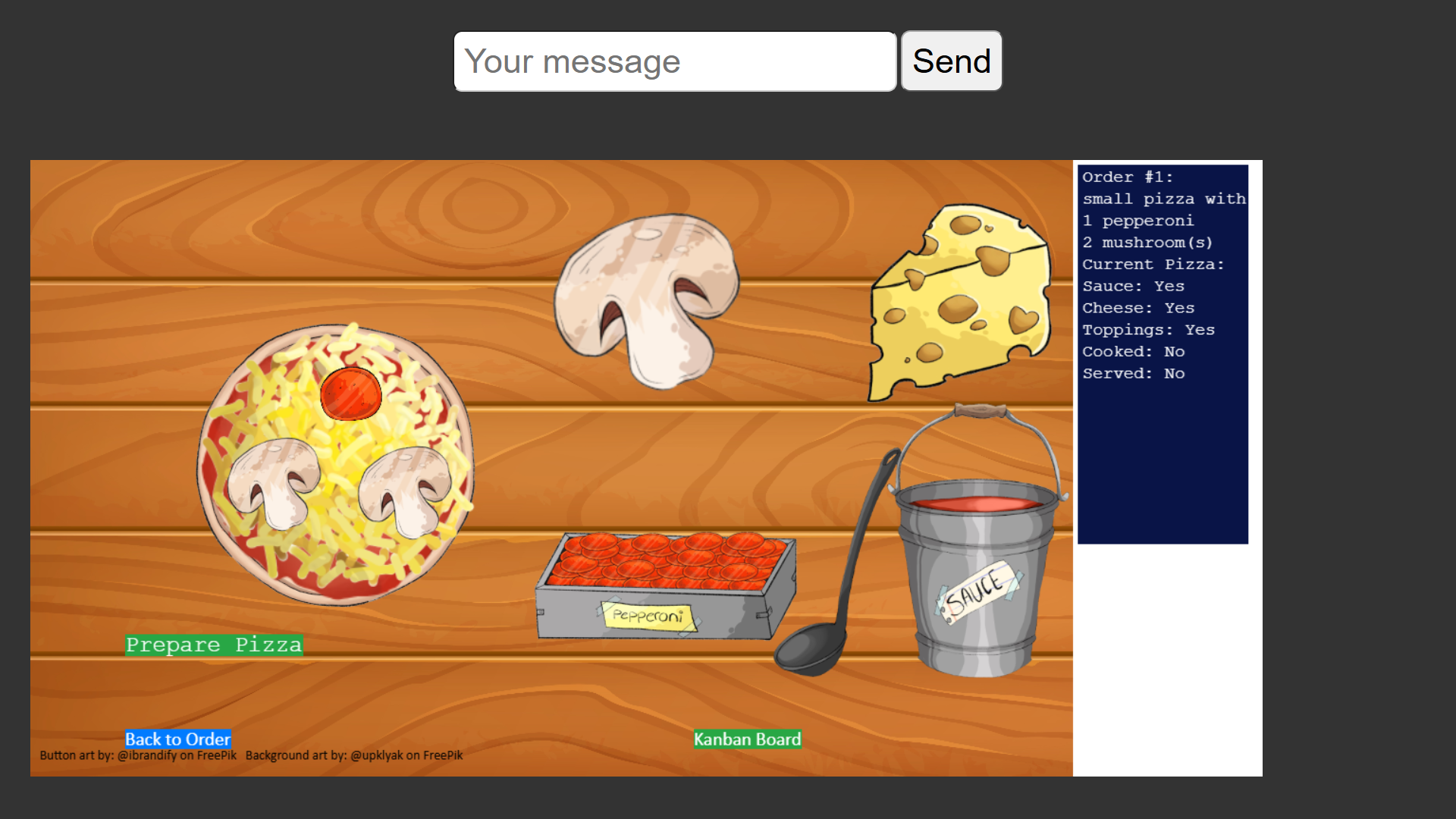 Image of the Preparation Station to make the pizza.